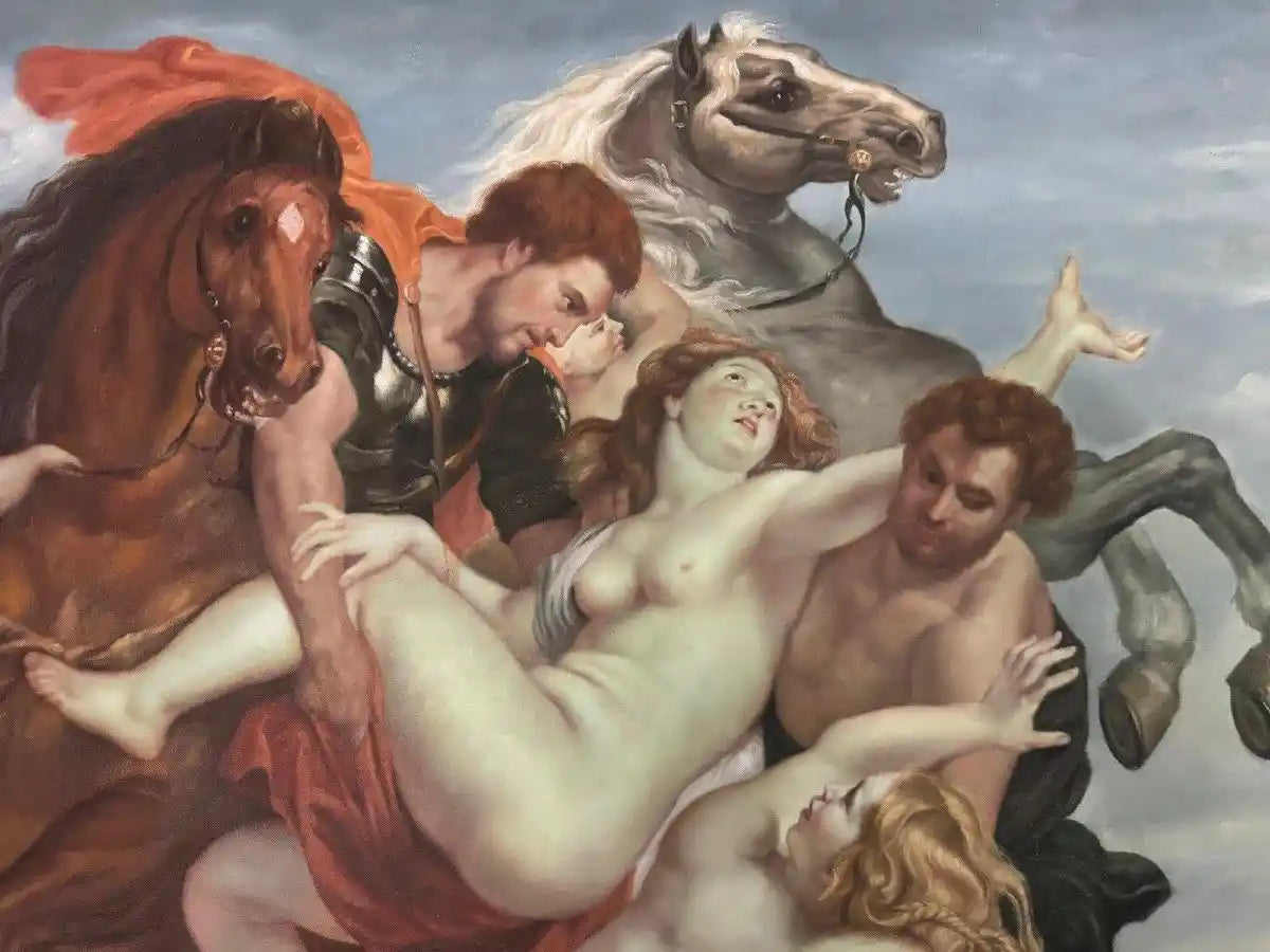 d'après Rubens, L’enlèvement Des Filles De Leucippe Par Castor Et Pollux, Grande Huile Sur Toile