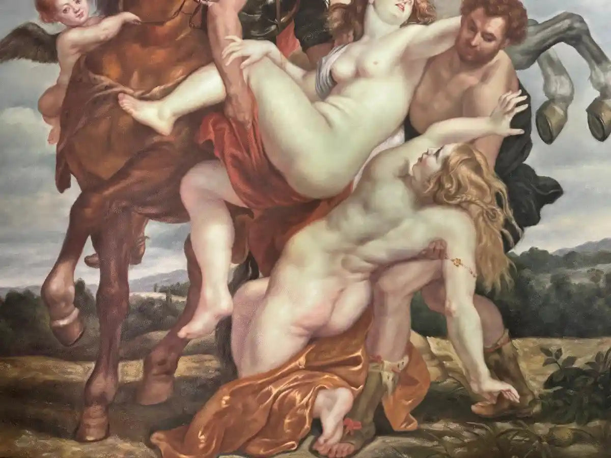 d'après Rubens, L’enlèvement Des Filles De Leucippe Par Castor Et Pollux, Grande Huile Sur Toile