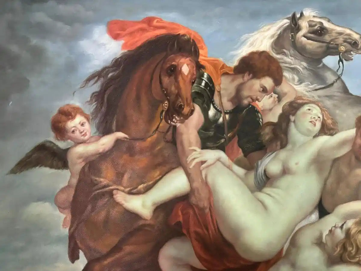 d'après Rubens, L’enlèvement Des Filles De Leucippe Par Castor Et Pollux, Grande Huile Sur Toile