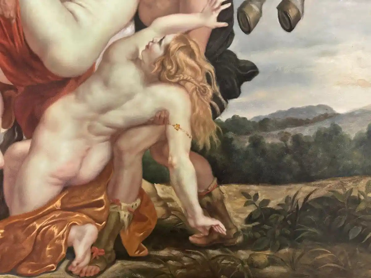 d'après Rubens, L’enlèvement Des Filles De Leucippe Par Castor Et Pollux, Grande Huile Sur Toile