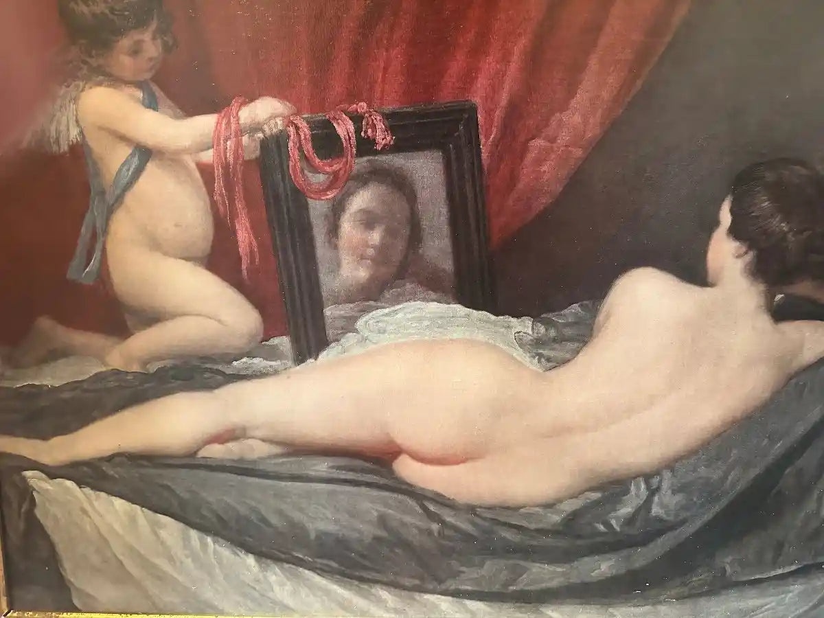 art-scène de vie-Nu De Femme Au Miroir. Huile Sur Toile XX ème