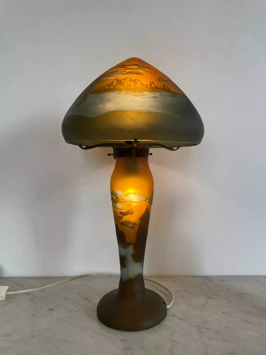 Lampe verre champignon Gallé Tip