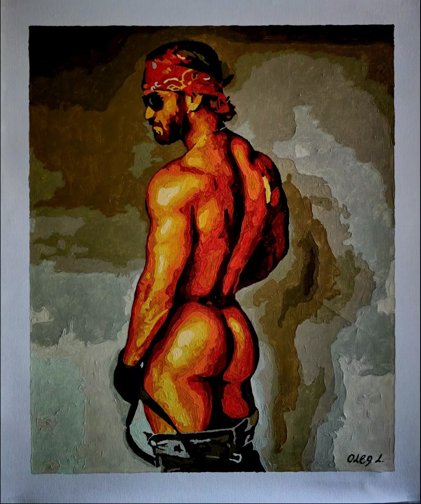 art érotique peinture huile sur toile gay homme nu