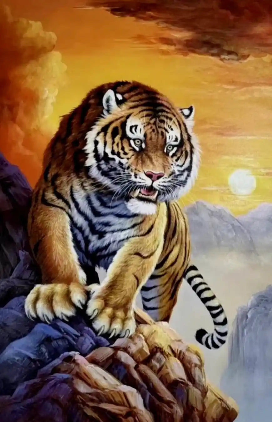 Tier Tiger Gemälde Original Gemälde Öl auf Leinwand signiert