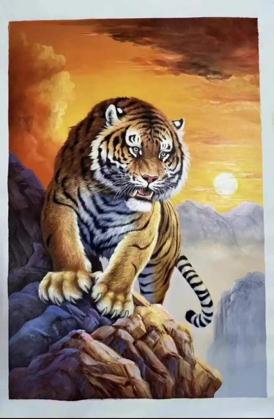 Tier Tiger Gemälde Original Gemälde Öl auf Leinwand signiert