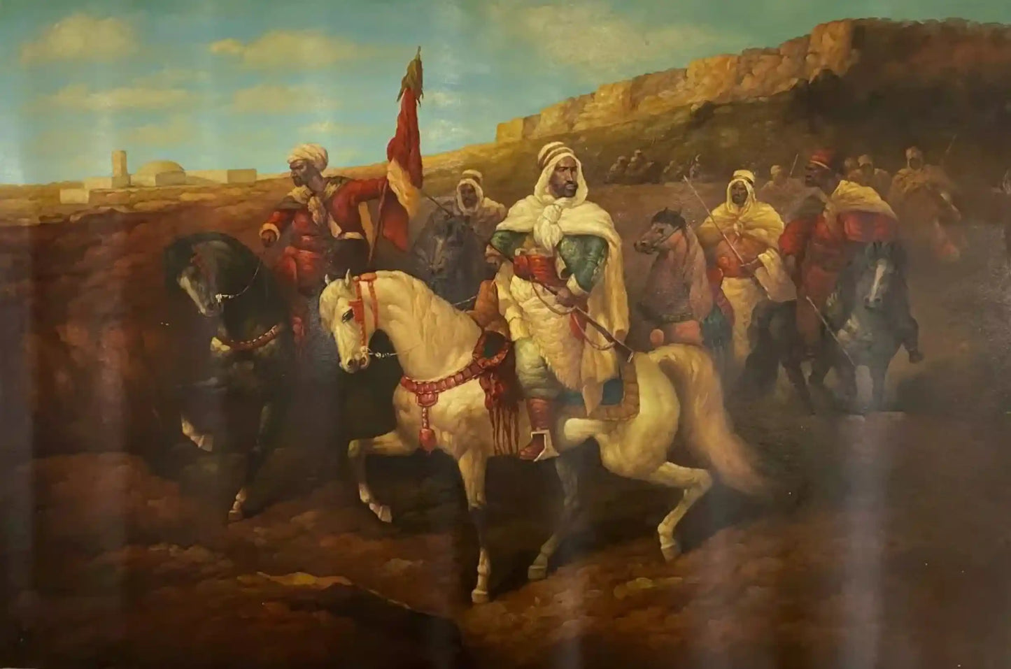 art-orientaliste-cavalier-arabe-peinture-huile sur toile