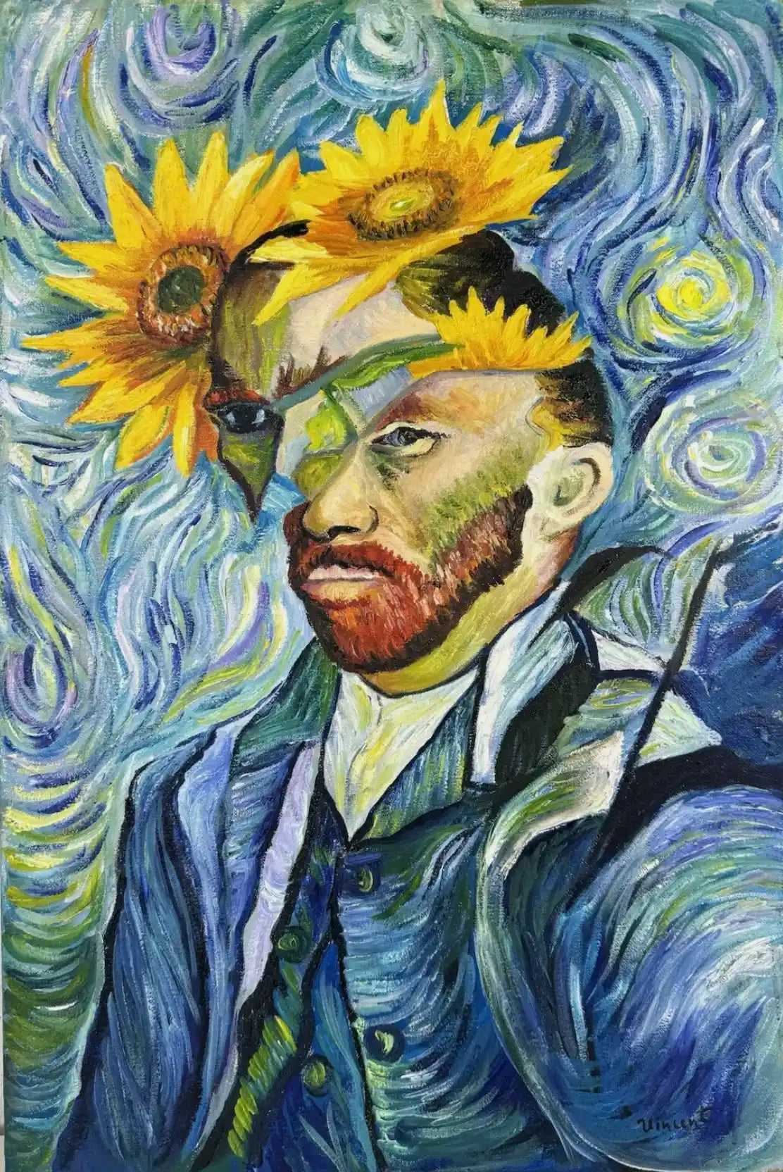 art-surréalisme-portrait-van gogh-peinture-huile sur toile