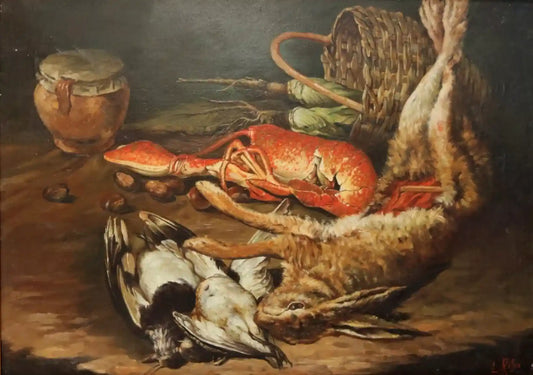 art-nature-morte-nourriture-tableau de chasse-peinture-huile sur toile