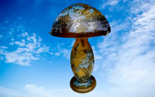 Lampe style GALLÉ "Libellules" en verre