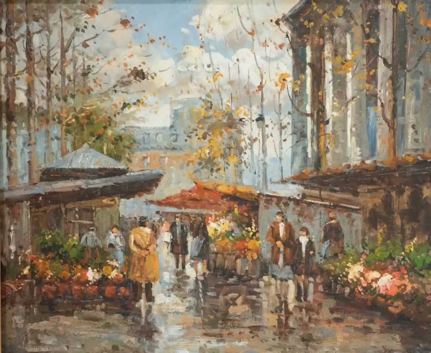 art-scène-vie-rue-Paris-France-peinture-huile-toile