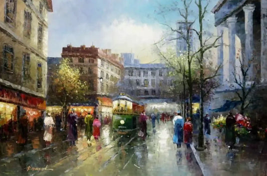 art-paysage-scène-rue-Paris-France-portrait-peinture-huile-toile