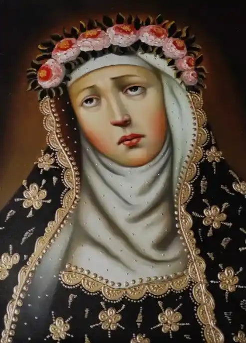 Sainte Rose de Lima, Peinture à l'huile originale, Peinture Cuzco, Peinte à la main, Icône