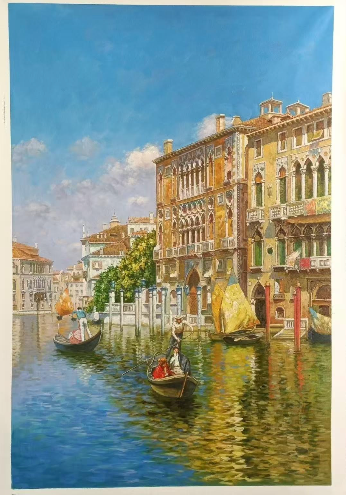 art-paysage-marin-canal-Venise-Italie-peinture-huile-toile