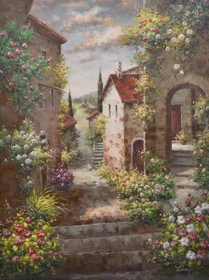 art-paysage-france-provence-village-peinture-huile-toile