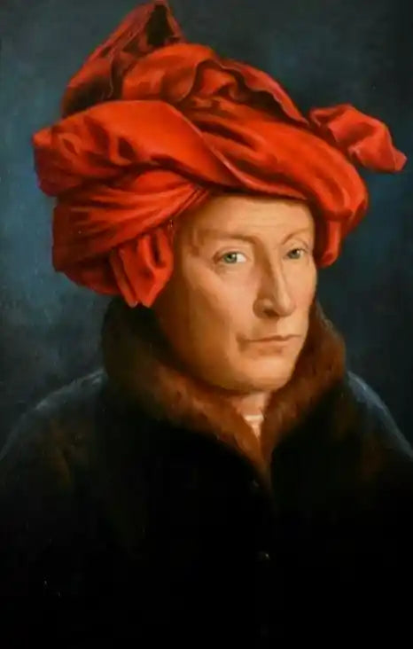 art-portrait-masculin-homme-turban-rouge-peinture-huile-toile