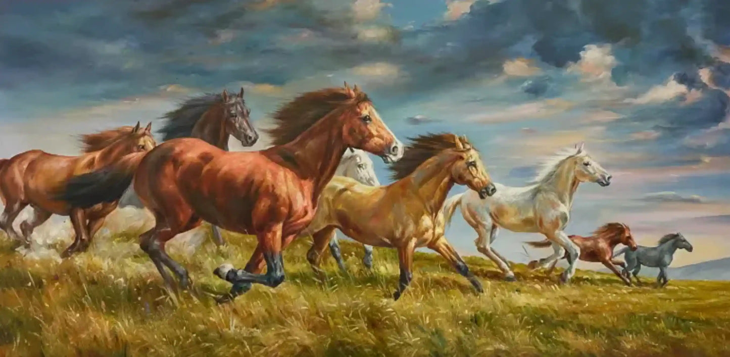 art-animal-course-chevaux-sauvages-peinture-huile-toile