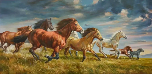 art-animal-course-chevaux-sauvages-peinture-huile-toile