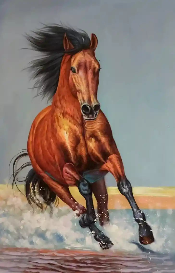 art-animal-course-cheval-chevauchée-sauvage-peinture-huile-toile