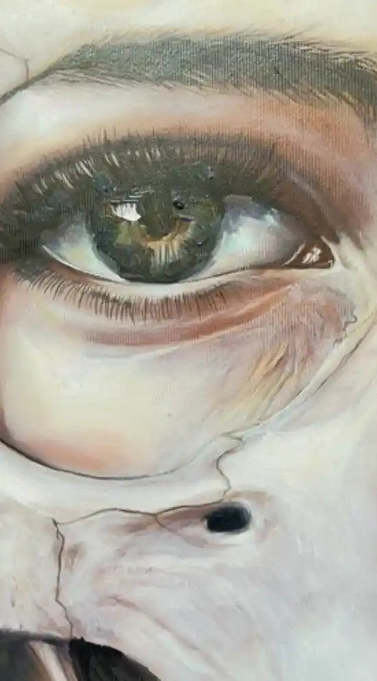 art-surréalisme-portrait-femme-décharnée -peinture-huile sur toile
