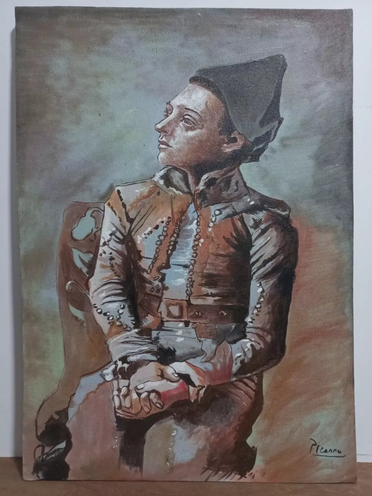 art-portrait-moderne-harlequin-jeune-homme-personnages-peinture-huile-toile