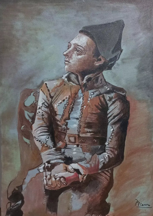 art-portrait-moderne-harlequin-jeune-homme-personnages-peinture-huile-toile