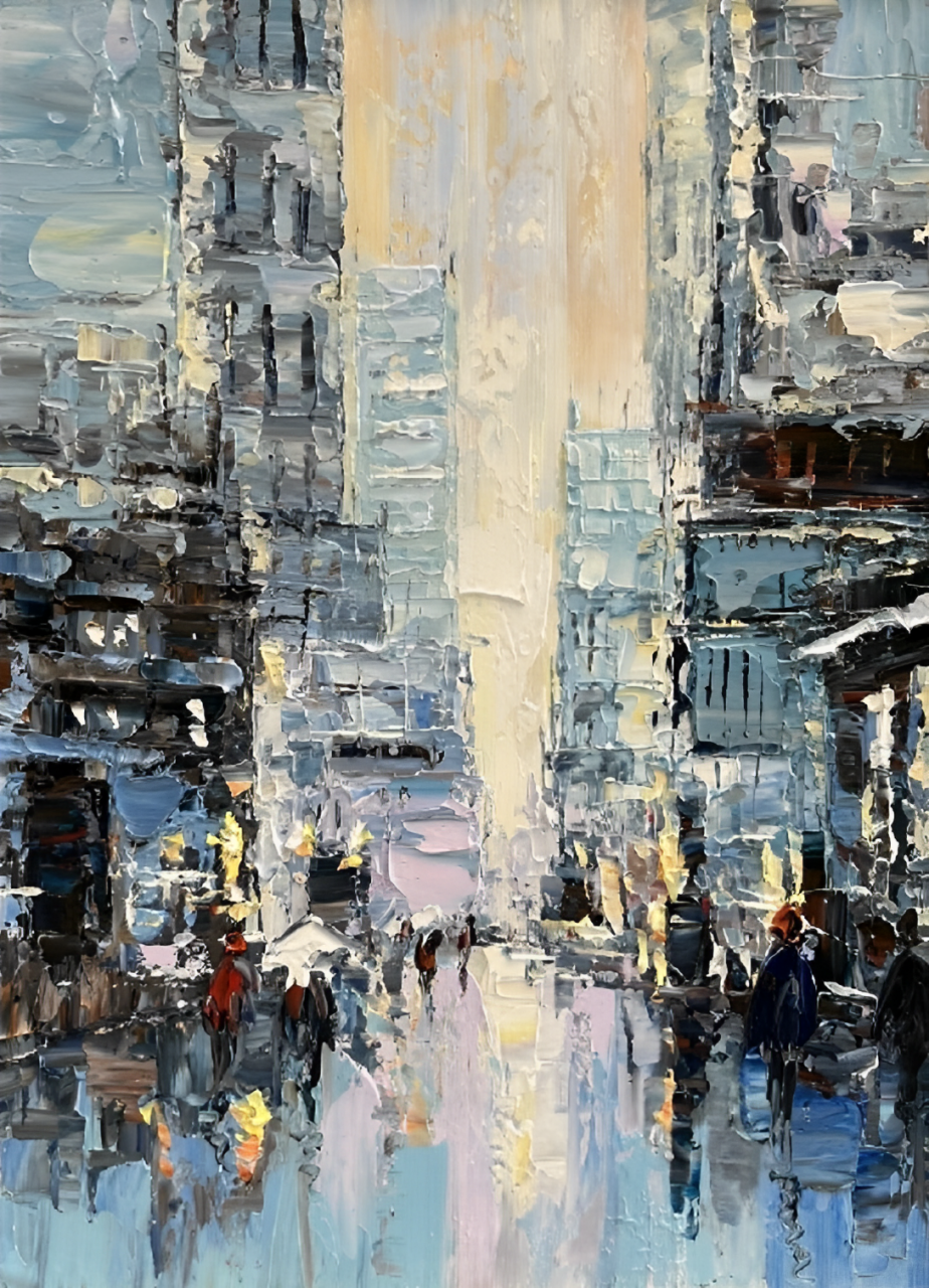 art-decoration-tableau-peinture-huile-toile-moderne-new york-rue