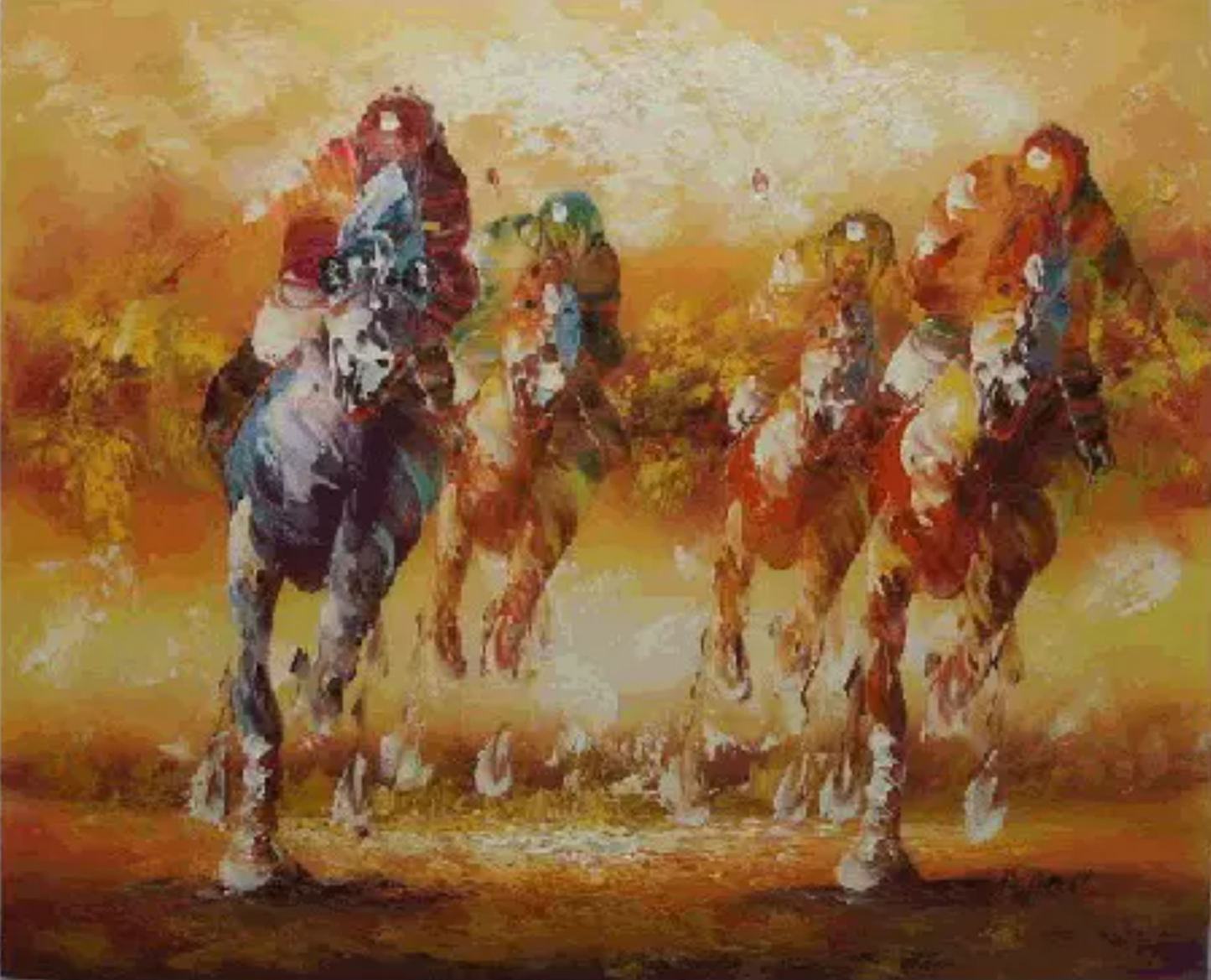 art-decoration-tableau-peinture-huile-toile-scene-course-hippique-chevaux-galop-jockey-moderne-galop