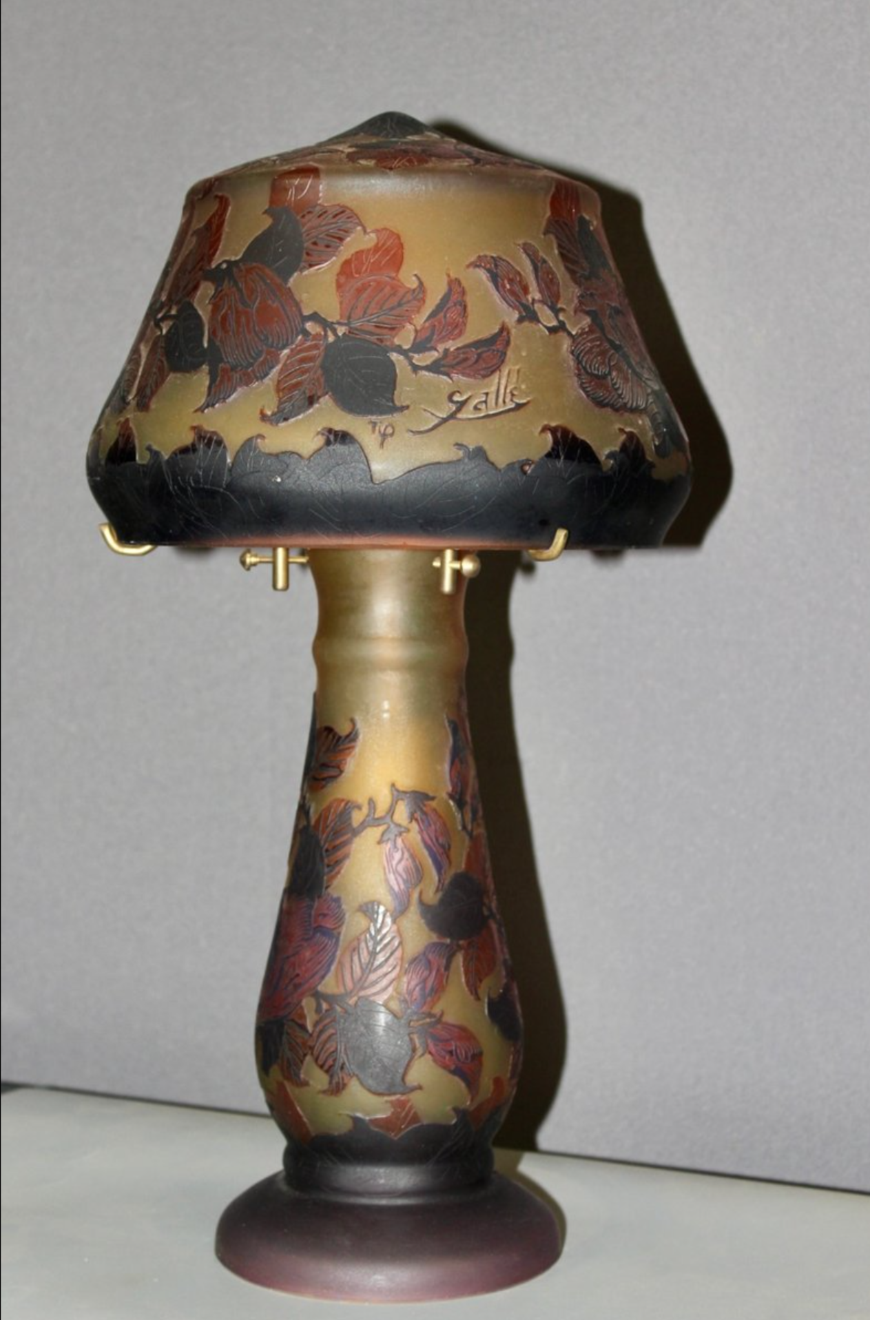 Lampe Champignon en Pâte de Verre TIP Emile Gallé, 1980s
