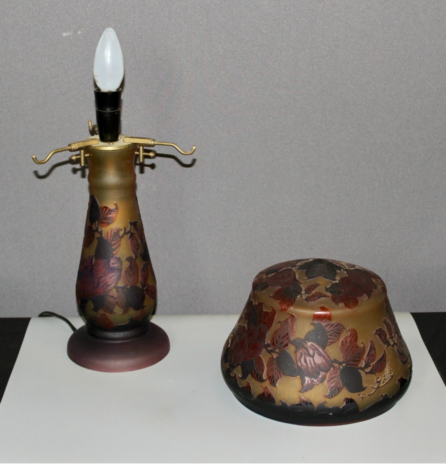 Lampe Champignon en Pâte de Verre TIP Emile Gallé, 1980s