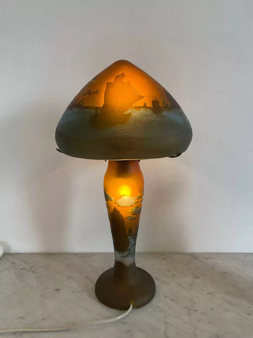 Lampe verre champignon Gallé Tip