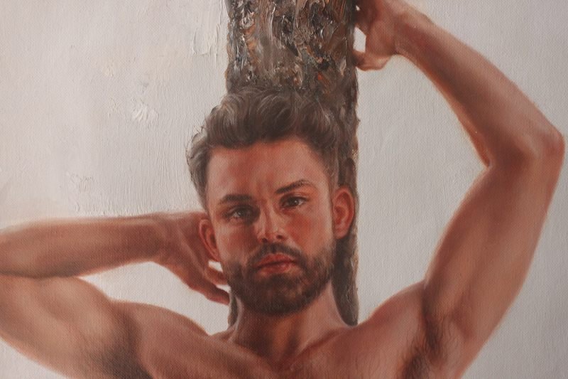 art érotique peinture huile sur toile gay farmer homme nu