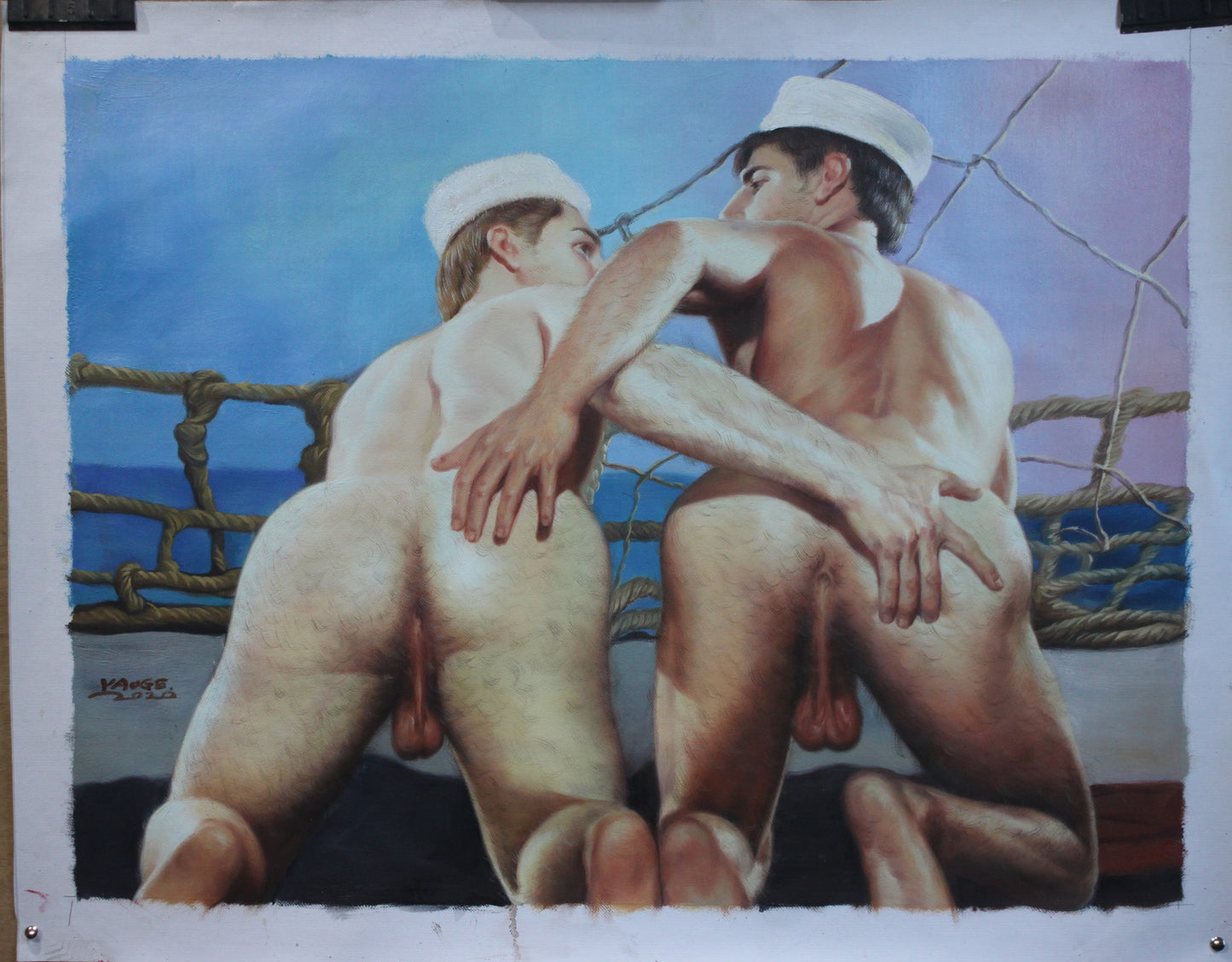 portrait marins hommes nus intégrale peinture érotique huile sur toile