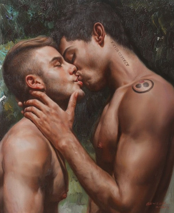 portrait érotique hommes gay amants huile sur toile