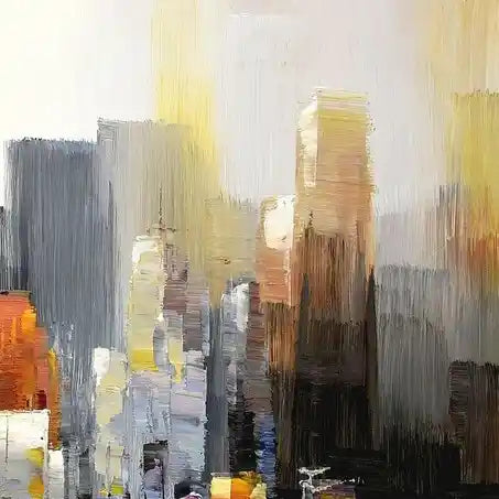 art-tableau-abstrait-New York-Manhattan Skyline en hiver-90x60cm-peint à la main