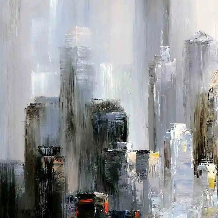 Tableau-abstrait-New York-Manhattan Skyline en hiver-80x80cm-peint à la main