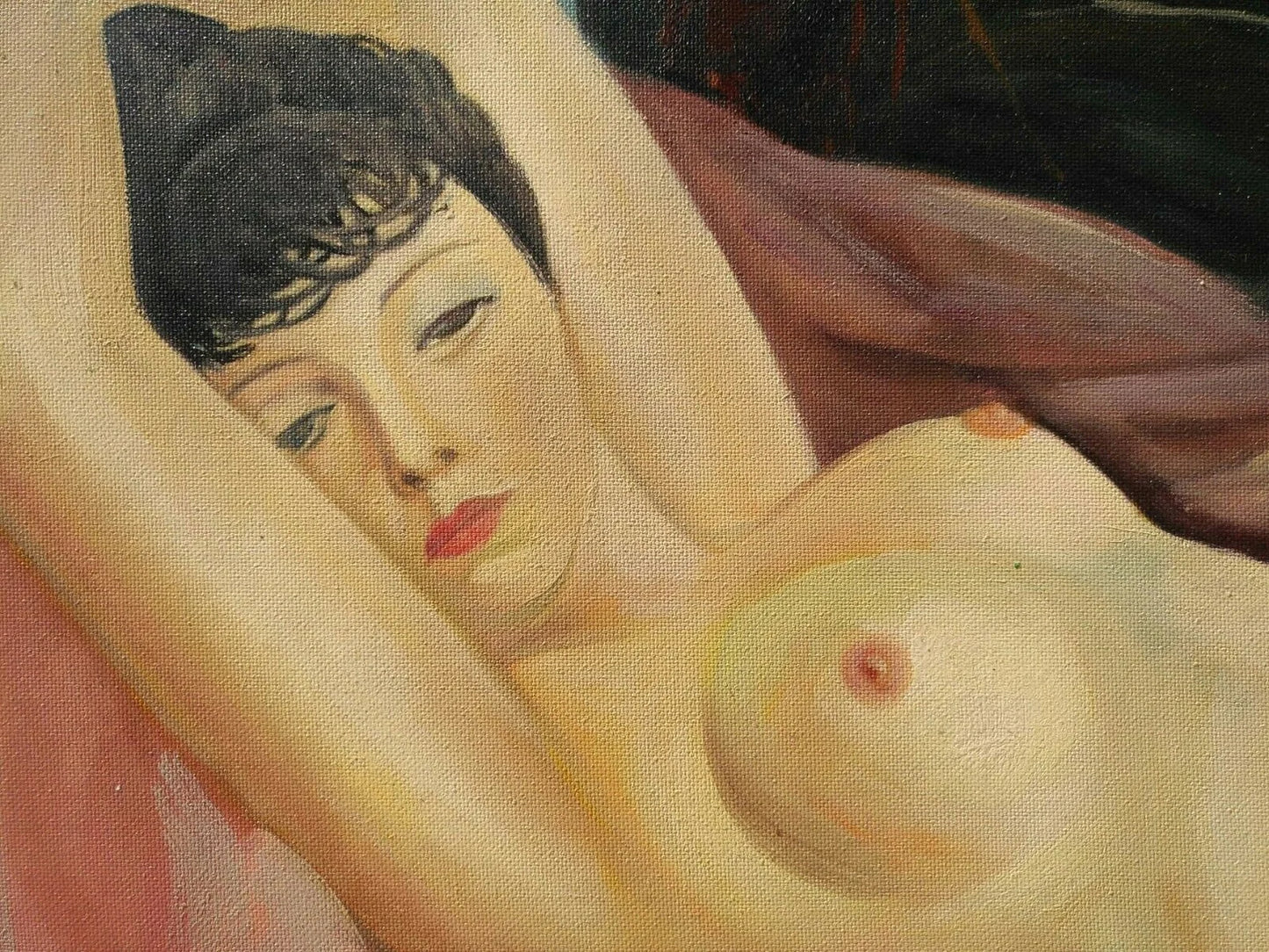 art-moderne-nue-féminin-femme-allongée-peinture-huile-toile