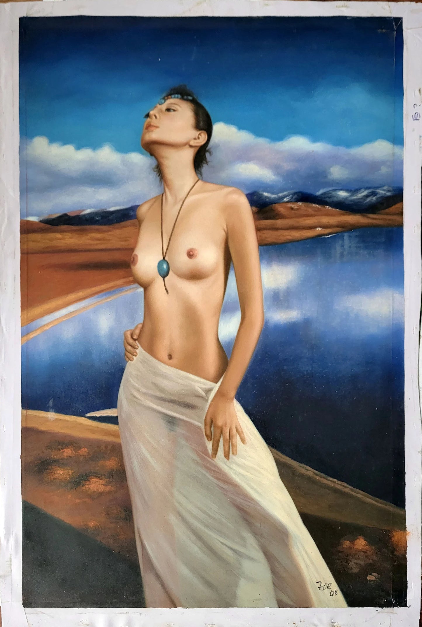 art-érotique-nue-féminin-femme-lac-peinture-huile-toile