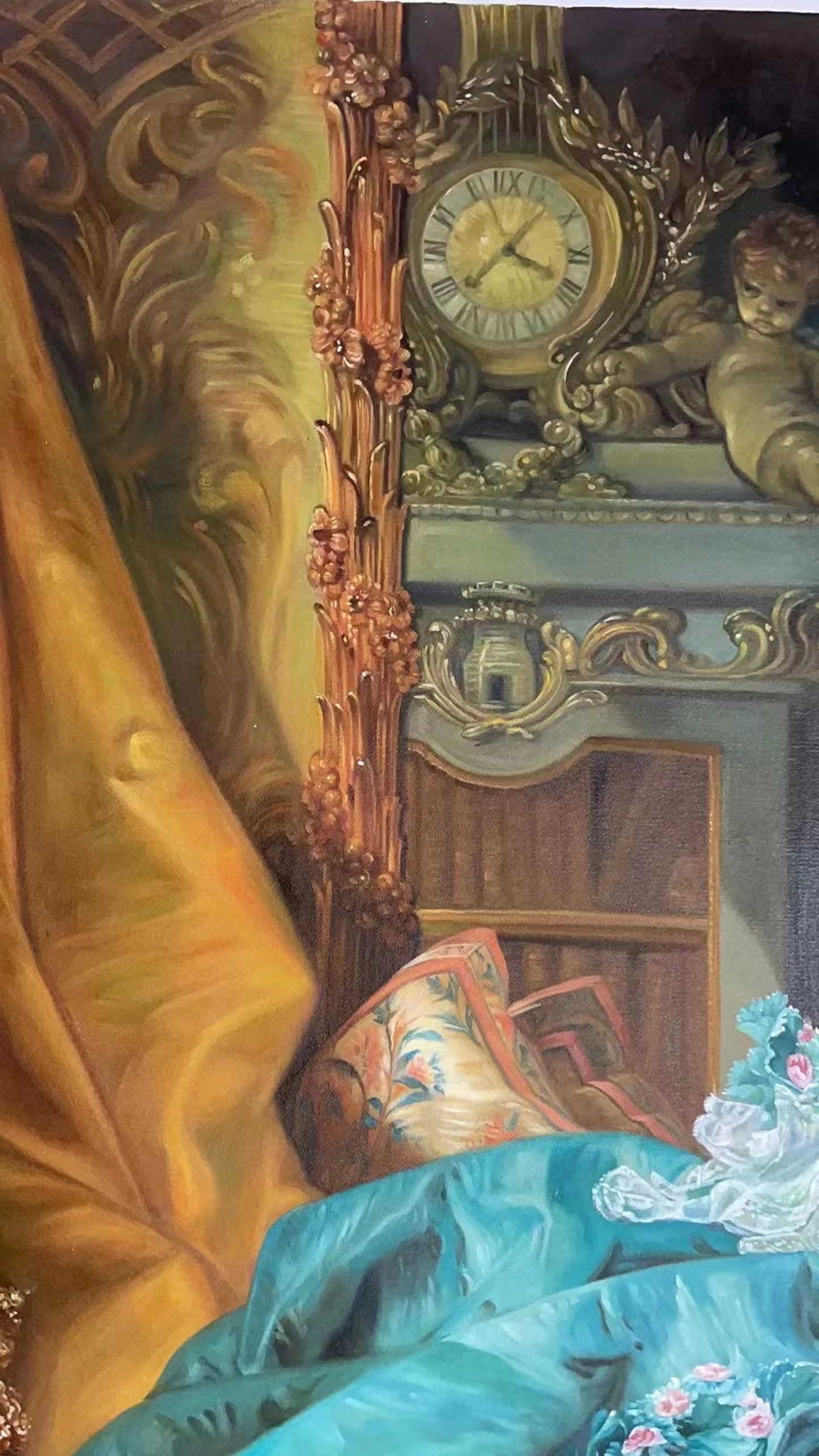 art-portrait-madame-Pompadour-peinture-huile-toile-d'apres Boucher
