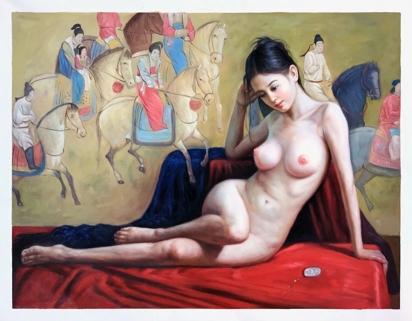 art-érotique-nue-intégrale-femme-asiatique-peinture-huile sur toile