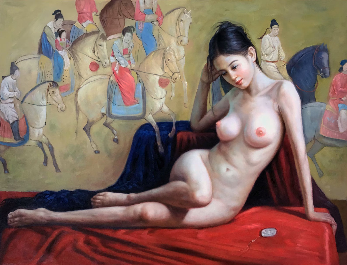 art-érotique-nue-intégrale-femme-asiatique-peinture-huile sur toile