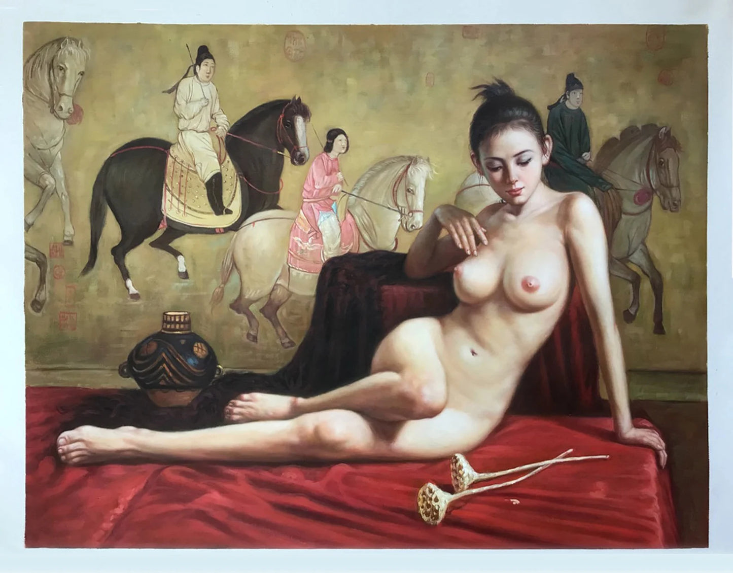 art-érotique-nue-intégrale-femme-asiatique-peinture-huile sur toile