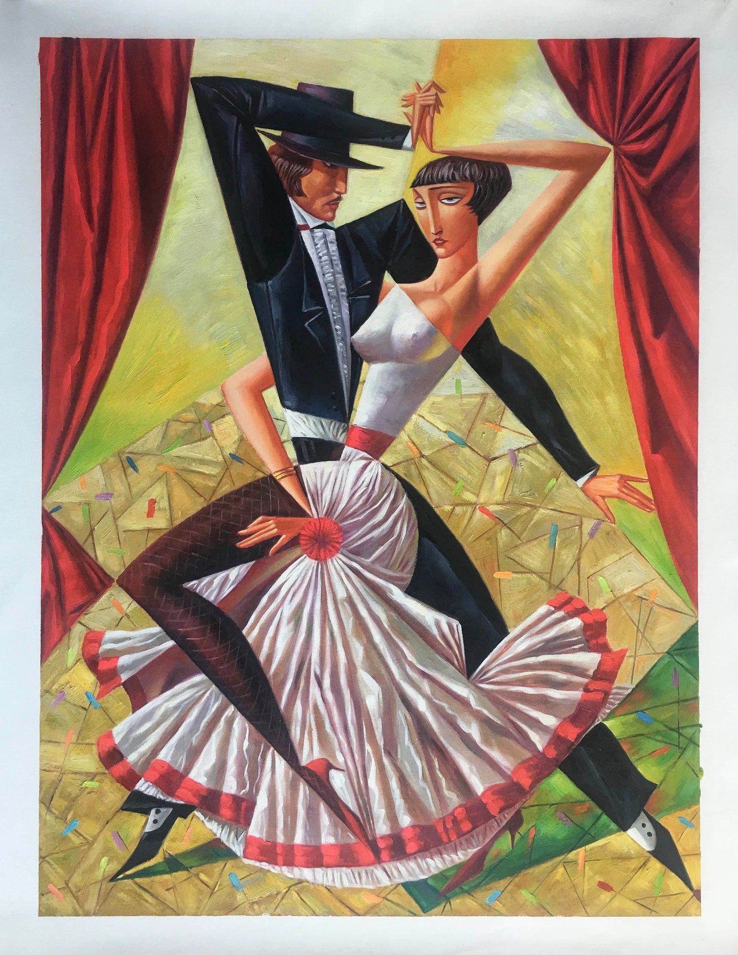 art-moderne-danseurs-tango-peinture-huile-toile