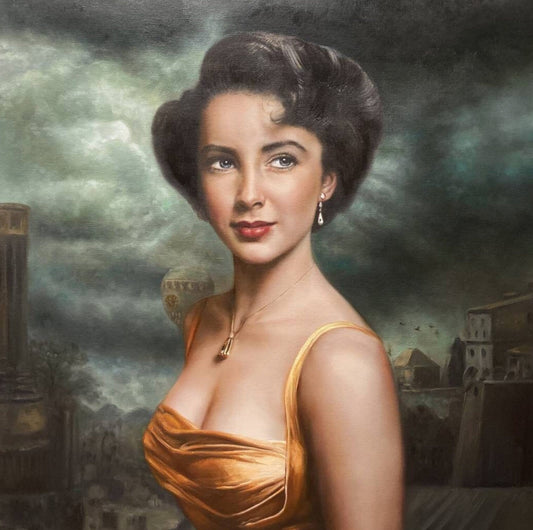 Portrait Elizabeth Taylor peinture huile sur toile