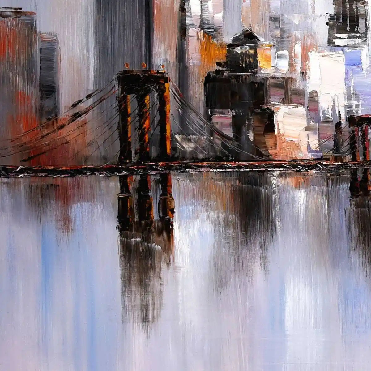 art-tableau-abstrait-New York-Manhattan Skyline en hiver-90x120cm-peint à la main