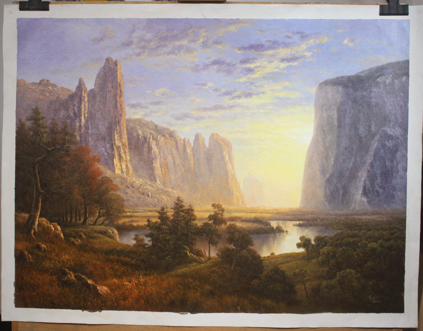 Reproduction d'Albert Bierstad 1889 peinture à l'huile de paysage chaîne côte de l'Alaska