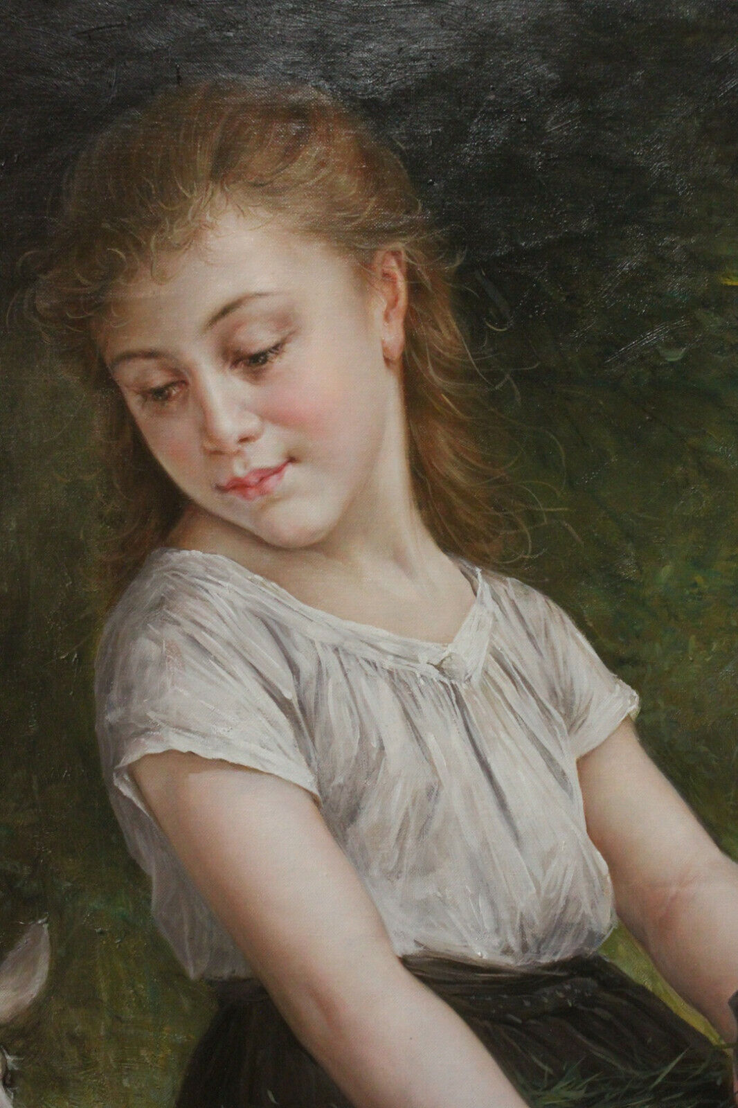 Reproduction d'art Emile munier fille et chèvre peinture huile sur toile peinte