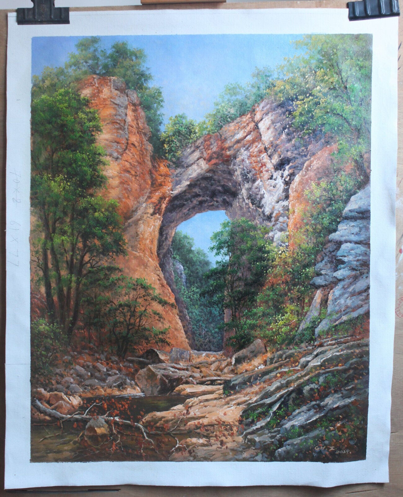 Repro David Johnson paysage ponts naturels en Virginie peinture à l'huile