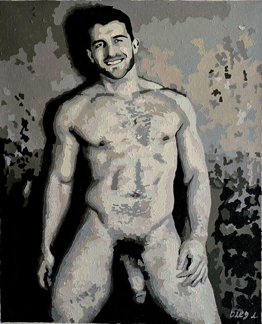 art érotique peinture huile sur toile gay homme nu