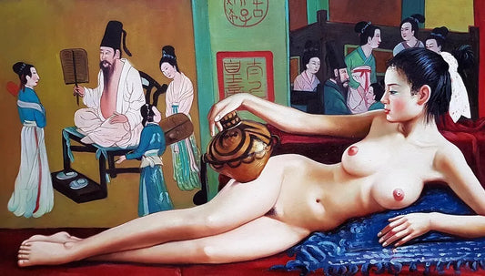 art-Peinture à l'huile, nus, femme japonaise érotique, nue