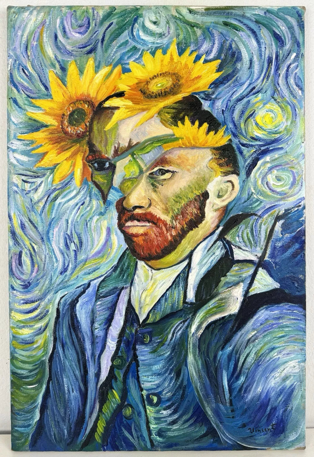 art-surréalisme-portrait-van gogh-peinture-huile sur toile